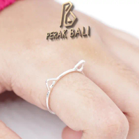 Cincin Perak Bali Silver Ring 925 Motif Kucing Lucu Kitty Funny