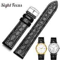 13mm 18mm 20mm Black Thin Watch Strap for Longines L4.760.4 L2 Watch Band Man Genuine Leather Watch Band Women Bracelet