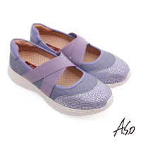 【A.S.O 阿瘦集團】機能休閒 萬步健康氣墊鞋 芭蕾舞娃娃鞋(淺紫)
