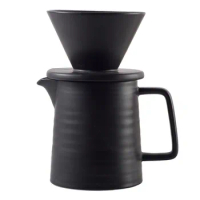 1-2 Cups Coffee Drip Filter Pot Ceramic Coffee Dripper Permanent Pour Over Coffee Maker with 500ml Separate Stand for Filte
