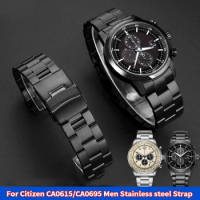 For Citizen CA0615 CA0695 Solid curved end strap Metal Stainless Steel watchband men 22mm Safety buckle Watch chain accessories