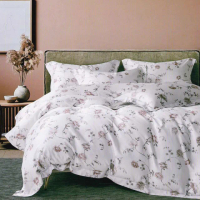【AGAPE 亞加．貝】頂級60支《莉芝》100%純天絲 雙人加大6x6.2尺 鋪棉兩用被床罩八件組(專櫃100%天絲製)