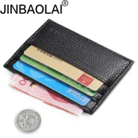 JINBAOLAI Business PU Leather Small Wallet For Men Multi-Card Coin Purse Card Pack Bus Card Sets Credit Card Holder Mens Wallet