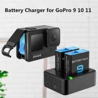 2 Ways Battery Charger For GoPro 9 10 11 LED Light Charging for GoPro Hero Action Camera Accessories