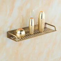Luxury Euro Style Antique Brass Bathroom Basket Shelf Wall Mounted Type Bathroom Hardware 40cm keranjang barang BS3204