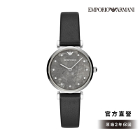 Emporio Armani GIANNI T-BAR女錶 質感大理石紋黑色手錶 32MM AR11171
