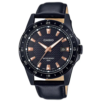 【CASIO 卡西歐】CASIO 時尚指針男錶 皮革錶帶 日期顯示 防水50米(MTP-1290BL-1A2)