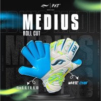 SARUNG TANGAN KIPER FAT MEDIUS ROLL CUT NEW WHITE CYAN