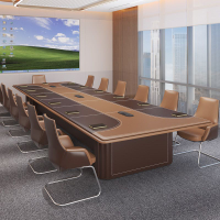 高端輕奢會議桌長桌現代簡約大型會議室商務開會桌椅組合辦公家具