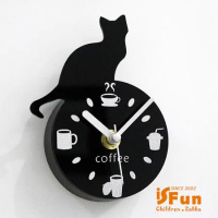 【iSFun】冰箱磁吸 創意家飾迷你時鐘 立體黑貓