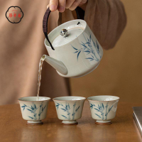 免運 工廠直銷 茶具 茶壺 功夫茶具 茶壺套裝 手繪竹子提梁壺單壺家用防燙功夫茶具大容量陶瓷茶壺泡茶器店長推薦/特惠 工廠現貨出 特價出 全館折扣 售後保障 zm5319