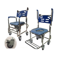 【海夫健康生活館】行健 不鏽鋼 扶手可掀 塑背款 便盆椅 洗澡椅 塑輪款(S-B235)
