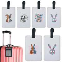 Luggage tag White  with information card holder and strap travel suitcase identifier luggage accesso