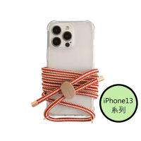 【韓國ARNO】iPhone13系列BASIC經典復古紅ItRed透明手機殼+背帶150cm組合 有調節器