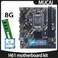 MUCAI H61 Motherboard DDR3 8GB 1600MHZ RAM Memory With Intel Core i7 3770 CPU Processor And LGA 1155 Kit Set PC Computer