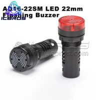 AD16-22SM LED 22 Flashing Buzzer Speaker AlArm Sounder 220V Opening 22MM