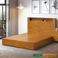 【綠活居】巧菲斯 現代風5尺實木雙人四抽床台組合(床頭片＋四抽屜床底)
