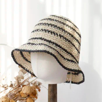 2024 summer sun hat bow stripe hat Sun visor women's summer panama Straw hats Women's beach hat Summer hat uv blocking hat