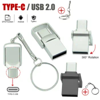 Mini Metal Dual-port Flash Drive 128GB Type-C OTG USB2.0 Flash Drive64GB Memory Stick Type C for Laptop/MacBook/Tablet/Phone