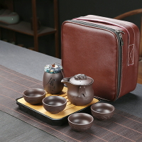 紫砂干泡茶具旅行套裝家用小茶盤辦公泡茶一壺四杯儲水式功夫茶盤