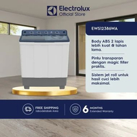 [Trade In] Electrolux Mesin Cuci Twin Tub 12kg Power Pulsator - Anti Karat - AirTurbo - Garansi 1 Ta