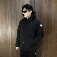 美國百分百【全新真品】Canada Goose 加拿大鵝 羽絨外套 連帽 男款 保暖 防寒 logo 夾克 黑色 DG53