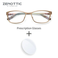ZENOTTIC Metal Prescription Glasses Women Square Optical Eyeglasses Frame Blue Light Blocking Photochromic Prescription Glasses