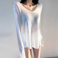 2026 Spring/Summer New Arrival: Relaxed-Fit, Sheer-Style, Sun-Protective V-Neck Slim-Fit Long-Sleeve