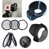 49mm CPL ND4 UV Lens Hood Cap Filter Lens Adapter Holder Accessories Kit for Sony X3000 AS300 Action Camera
