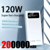 200000mAh 120w Power Bank Super Fast Charging Battery High Capacity Digital Display Power Bank For iPhone Samsung Huawei Xiaomi