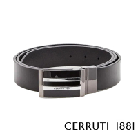 【Cerruti 1881】義大利頂級小牛皮皮帶 全新專櫃展示品(黑色 贈送禮提袋)