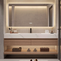 智能浴室鏡櫃   現代簡約實木一體浴室櫃組合衛生間洗漱盆智能洗臉盆衛浴櫃可定制