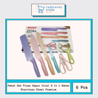 [ COD ] Paket Set Pisau Dapur Viral 6 In 1 Bahan Stainless Steel Premium / Kitchen Knife Set Stainle