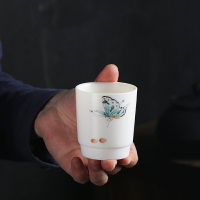 陳德根 高白玉瓷手繪陶瓷茶杯禮盒裝高杯白瓷品茗杯主人杯禮品