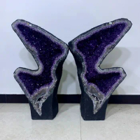 128.6kg Amethyst Natural Stone Quartz Geode Crystal Butterfly Shape Luxurious Life Home Decor Display Amethyste Feng Shui Energ