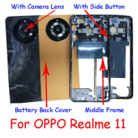 AAAA Quality For OPPO Realme 11 Back Battery Cover + Middle Frame With Camera Lens+Side Button Housing Case Repair Parts