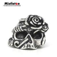 Mistletoe 925 Sterling Silver Rose Skull Charm Bead Fit Bella Fascini Bracelet Jewelry
