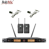 Bolymic Dual Channels wireless microphone lapel UHF wireless microphone Professional