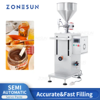 ZONESUN Paste Filling Machine Cream Honey Cooking Oil Peanut Packing Servo Motor Rotor Pump Chili Sauce Production ZS-GTSM1