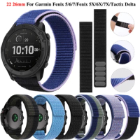 26 22mm Nylon Watch Strap For Garmin Fenix 7X 7 6 6X Pro 5 5X Plus 955 935 Tactix Delta/Tactix 7 Pro QuickFit Wristband Bracelet