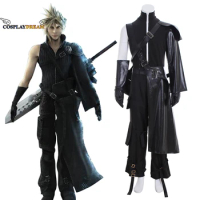 Final Fantasy VII FF7 Cloud Strife Cosplay Costume Adult Men Halloween Party Full Set With Gloves Cloak Belt Cloud Strife Outfit