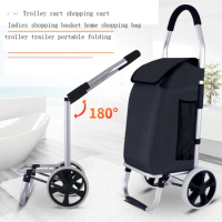 Trolley cart Stairs elderly shopping cart Wheel Woman shopping basket Household shopping bags Trolley Trailer Portable foldable