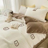 ins加厚牛奶絨四件套珊瑚絨被套冬季寶寶絨兒童床上用品床單床笠4
