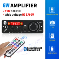 DC 5V 6W Amplifier DIY MP3 Decoder Board Bluetooth 5.0 Car MP3 Player USB Recording Module FM AUX Radio for Speaker Handsfree