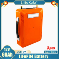 3pcs LiitoKala 12V 60AH LiFePo4 Lithium iron Phosphate Battery Pack with BMS for Car Board Long Life Deep Cycles Solar