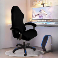 Solid Color Gaming Chair Cover Soft Elasticity Polar Fleece Armchair Slipcovers Computer Seat Chair Covers Stretch Rotating Lift