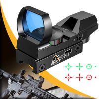 Airsoft Red Green Dot Reflex Sight, Hunting Rifle Sight Scope Holographic Optic Sight with 20mm Rail Mount 4 Adjustable Reticles