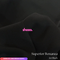 Per50cm Kain Superior Bonanza Warna Jetblack Premium Bahan Lembut dan Jatuh Lebar 150 cm