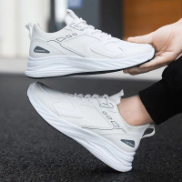 LAS men's running shoes, autumn leather hot-selling shoes, black student jogging shoes, soft-soled s