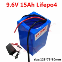 9V 15Ah lifepo4 lithium battery 9.6v bms 3s 3.2V batteries for vacuum cleaners children's toy car film camera +2A Charger